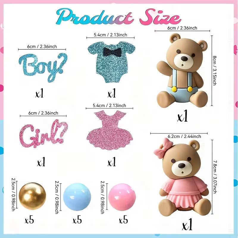 21Pc Gender Reveal - Bear - Cake Decorating Kit