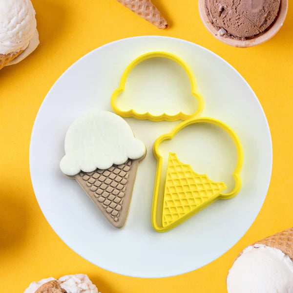 Custom Cookie Cutters 3D Embosser and Cutter Set - Ice Cream.