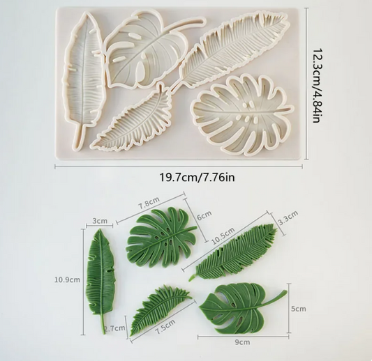 Silicone Mould - Assorted Tropical Leaves - S237.