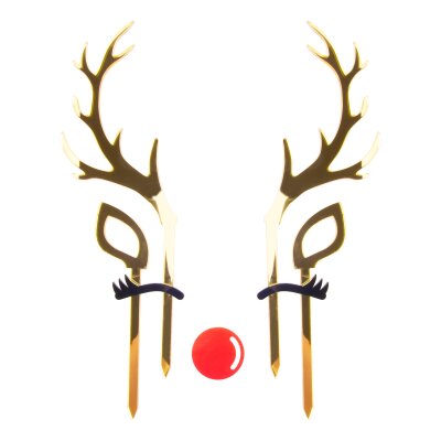 Reindeer Set - Mirror Gold Cake Topper