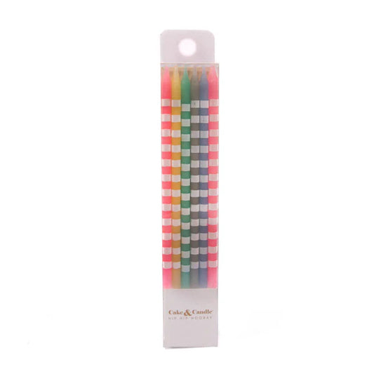 Cake and Candle - 12PK Striped Candles Pastel.