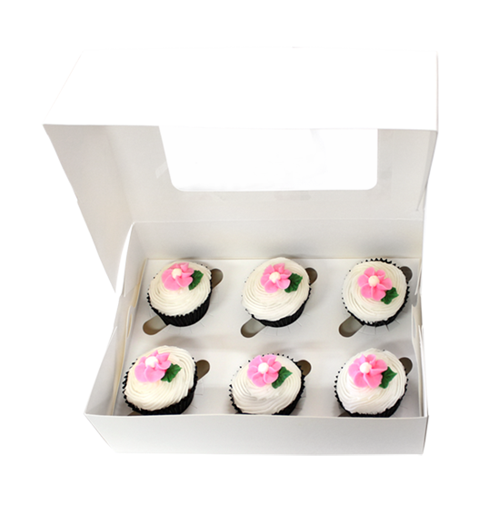 Loyal White Cupcake Box - 6 Hole.