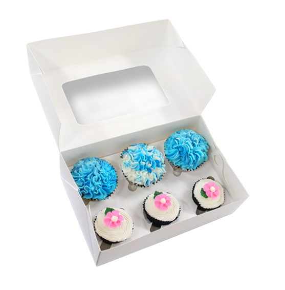 Loyal White Cupcake Box - 6 Hole.