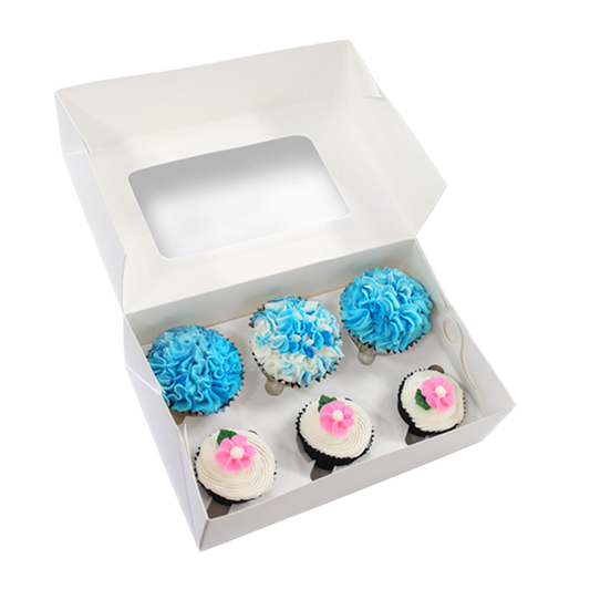 Loyal White Cupcake Box - 6 Hole.