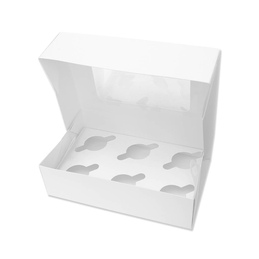 Loyal White Cupcake Box - 6 Hole.