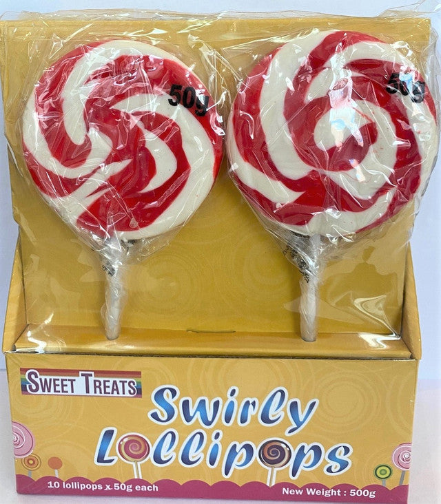 Sweet Treats Swirly Pop 50g - Single Red