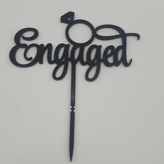 Acrylic Topper - Engaged with Ring - Black