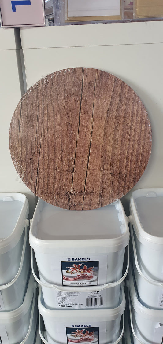 12" Wood Grain MDF Cake Board Round.