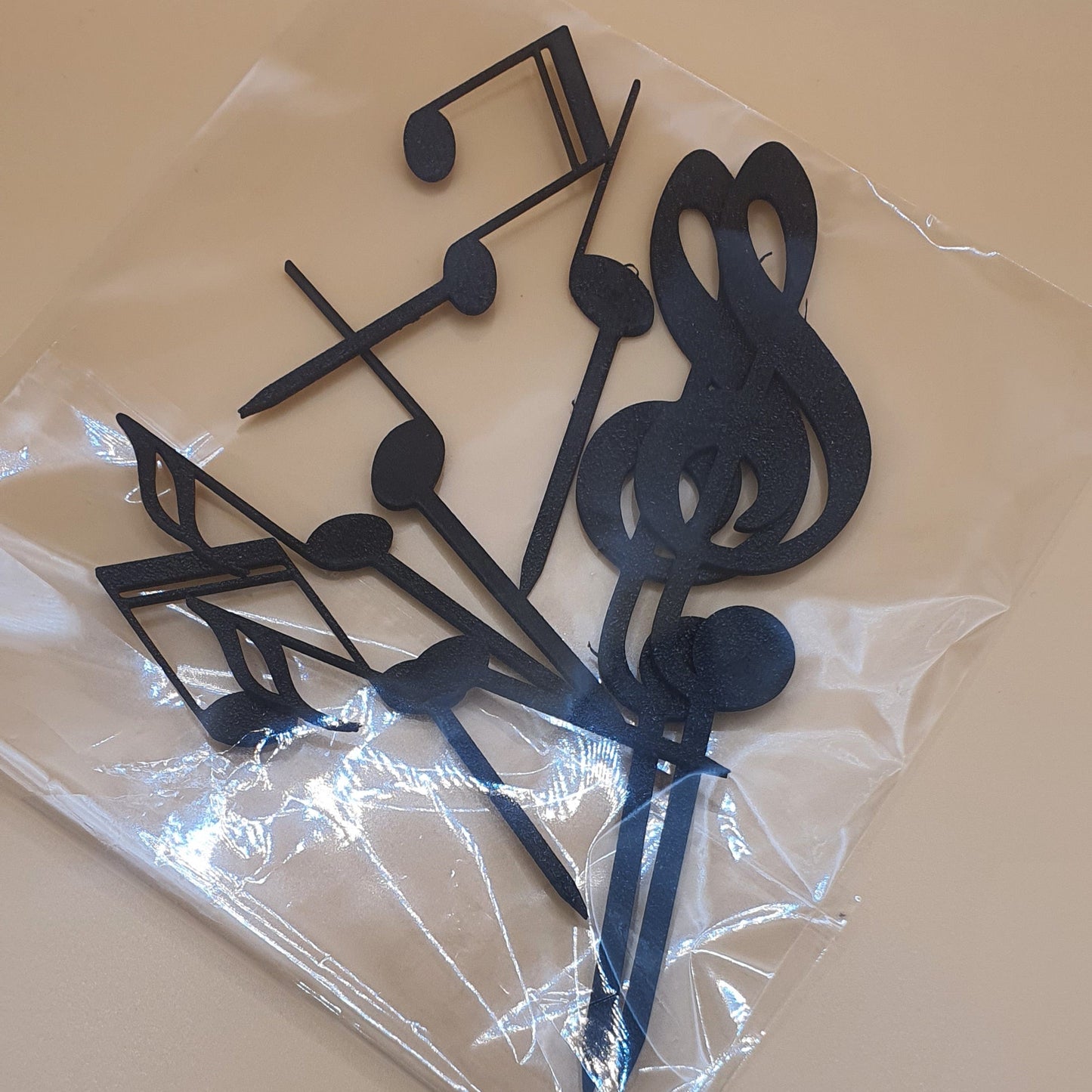 Music Notes Printed Cake Topper 8PC Black