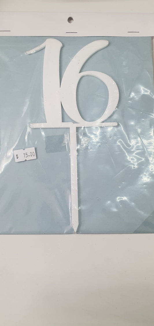 Acrylic Number 16 Topper - White