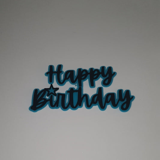 Happy Birthday Printed Fropper - Black/Blue