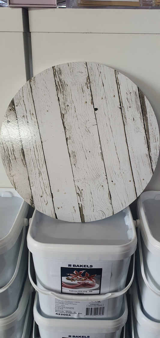 12" White Wood MDF Cake Board.