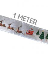 Xmas Ribbon - Silver Frill Santa Sleigh