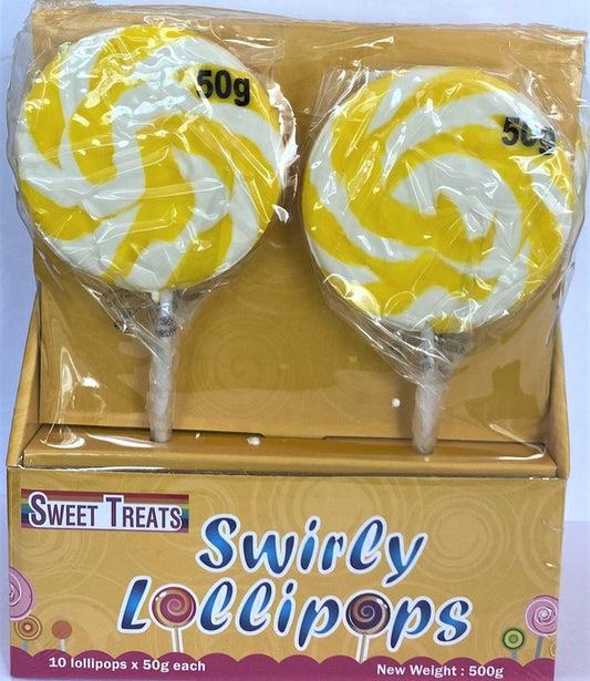 Sweet Treats Swirly Pop 50g - Single Yellow