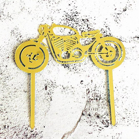 Cake Topper - Motorbike - Gold.