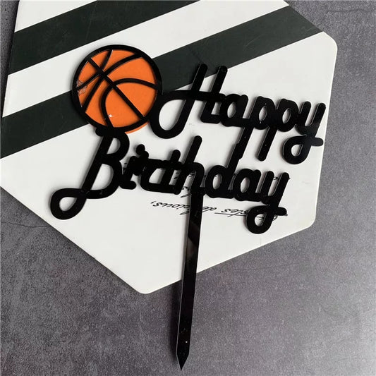 Happy Birthday Basketball Topper - Black