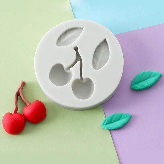 Silicone Mould - Cherry and Leaves - S152.