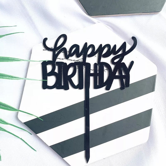 Happy Birthday Decorative Topper - Black