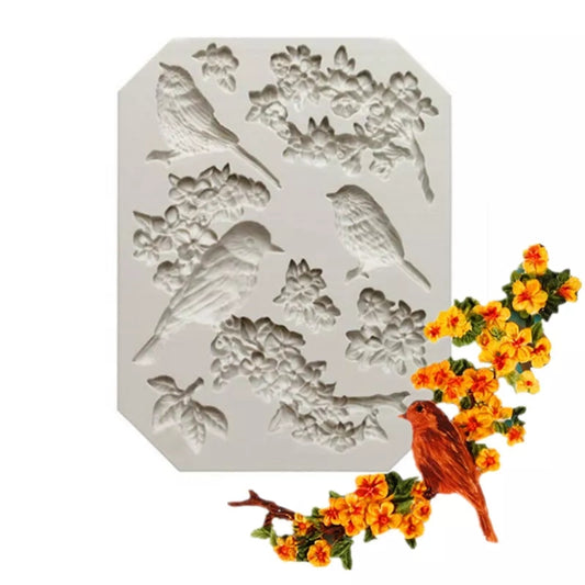Silicone Mould - Bird Flower - S418