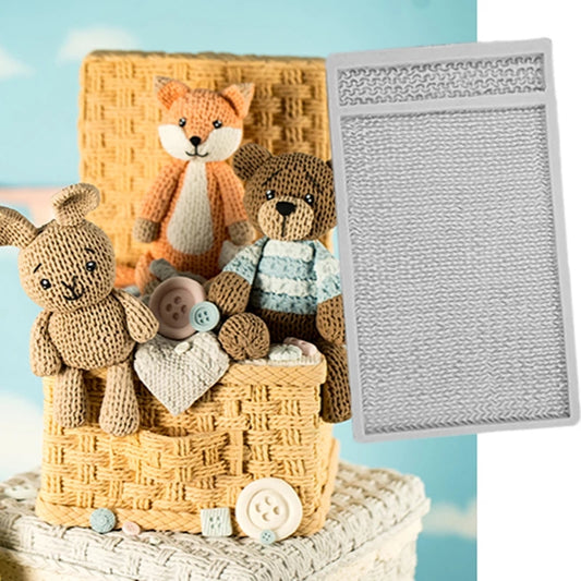 Silicone Mould - Knitted texture with strip - S397