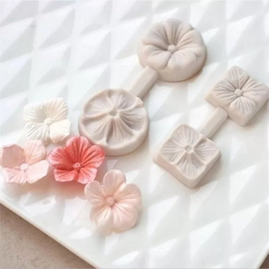 Silicone Mould - Flower Imprint Veiner - Round - S323.