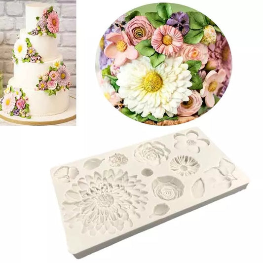 Silicone Mould - Assorted Garden Flowers - S238.