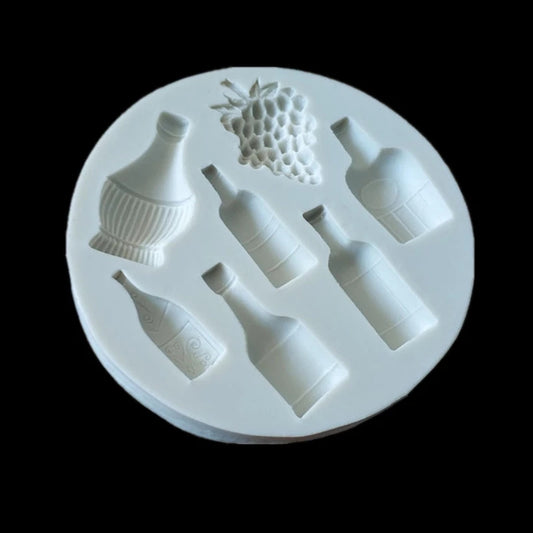 Silicone Mould - Grapes and Wine Bottles - S151.