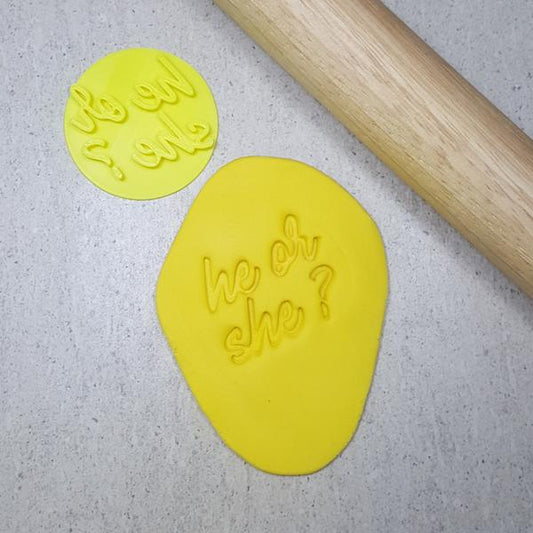 Custom Cookie Cutters Embosser - He or She?.