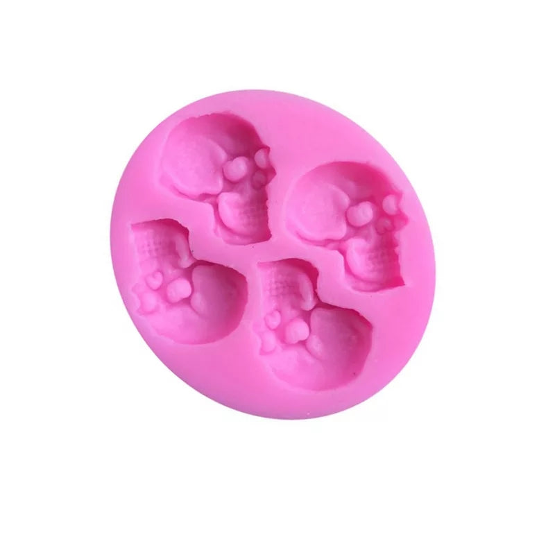 Silicone Mould - 4 x Mini Skull Heads - S161.