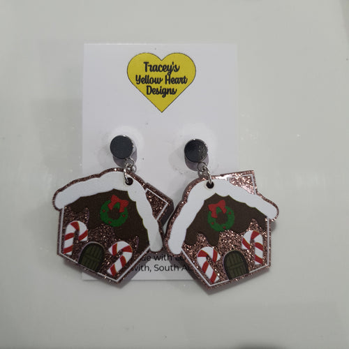 Tracey's Yellow Heart Designs - GingerBread House Earring
