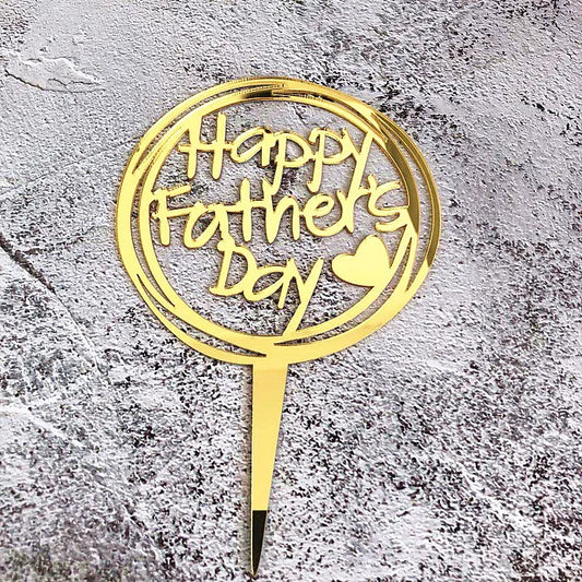 Fathers Day Cake Topper - Happy Fathers Day Round