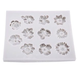 Silicone Mould - 11 x Asstd Flowers - S307