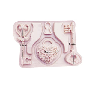 Silicone Mould - Heart Lock and Keys - S73