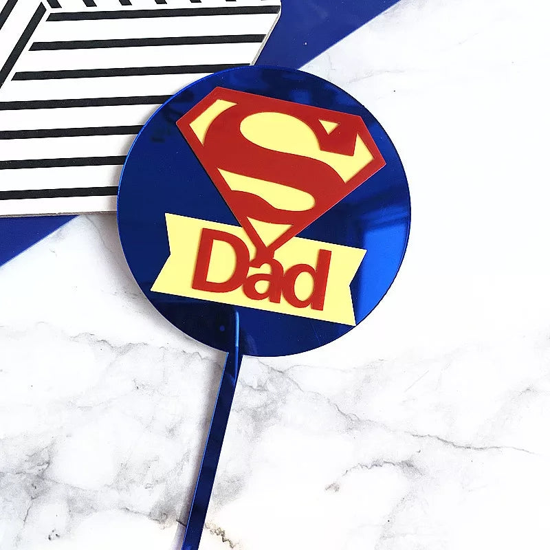 Fathers Day Cake Topper - Super Dad Round