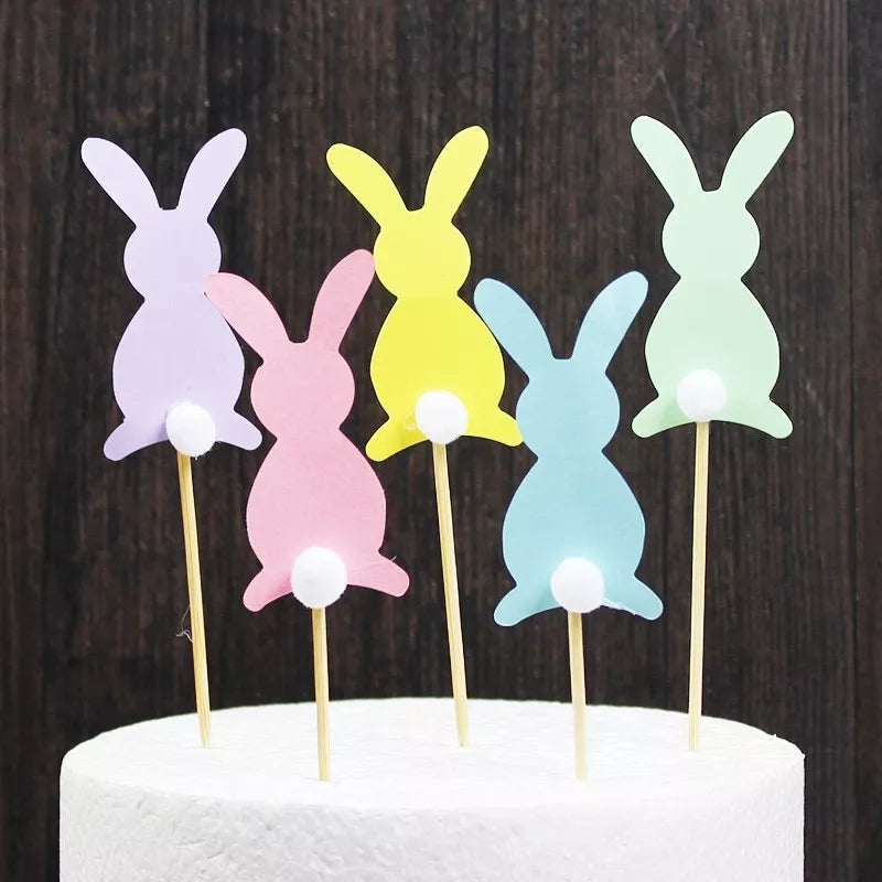 15pk Pastel Bunny Cardstock Toppers