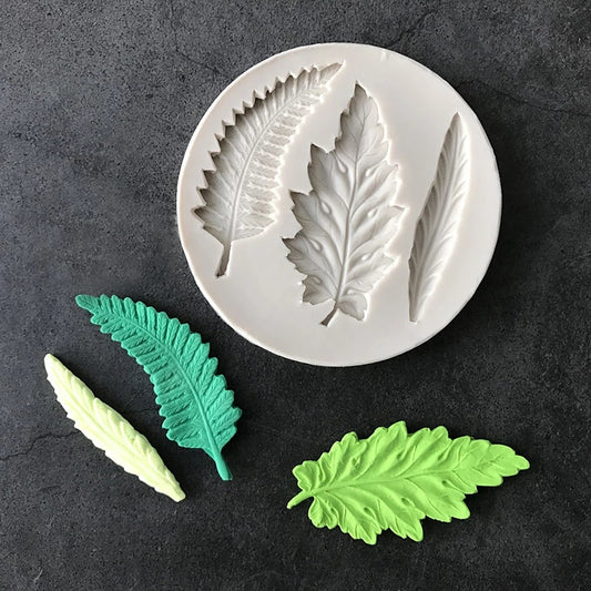 Silicone Mould - 3 x Assorted Leaves - S548
