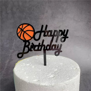 Happy Birthday Basketball Topper - Black