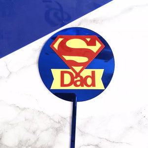 Fathers Day Cake Topper - Super Dad Round
