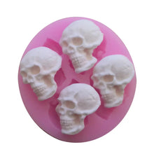 Silicone Mould - 4 x Mini Skull Heads - S161