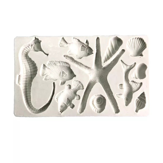 Silicone Mould - Seahorse / Starfish / Fish / Shells - S234.