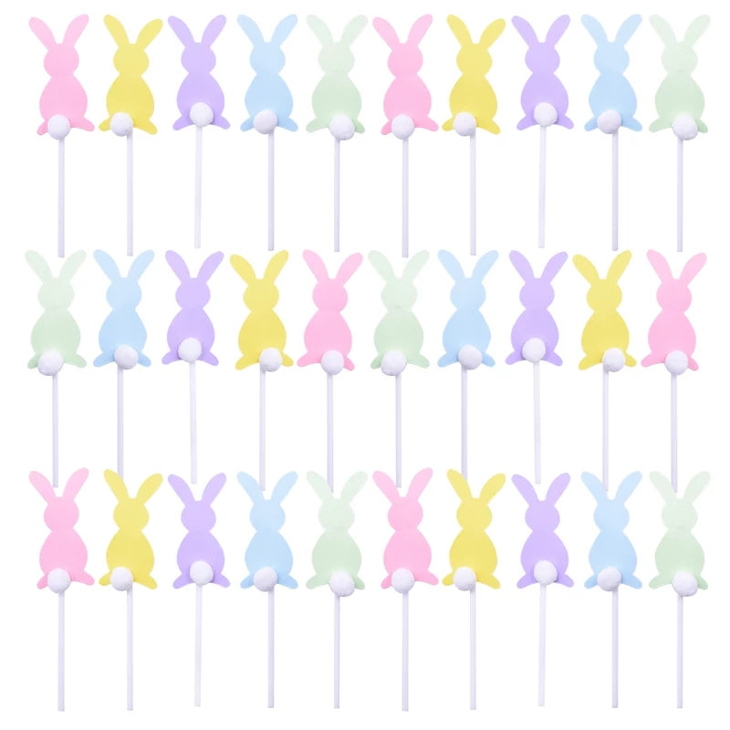 15pk Pastel Bunny Cardstock Toppers