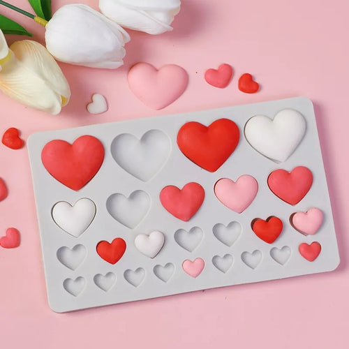 Silicone Mould - 25pc Assorted Hearts - S421