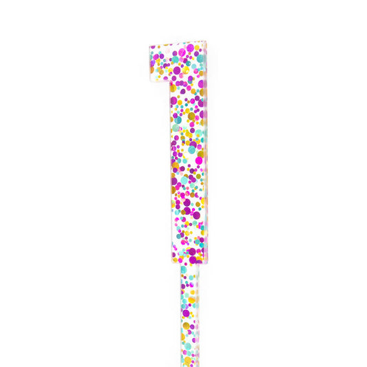 Rainbow Glitter Acrylic Cake Topper - Number 1