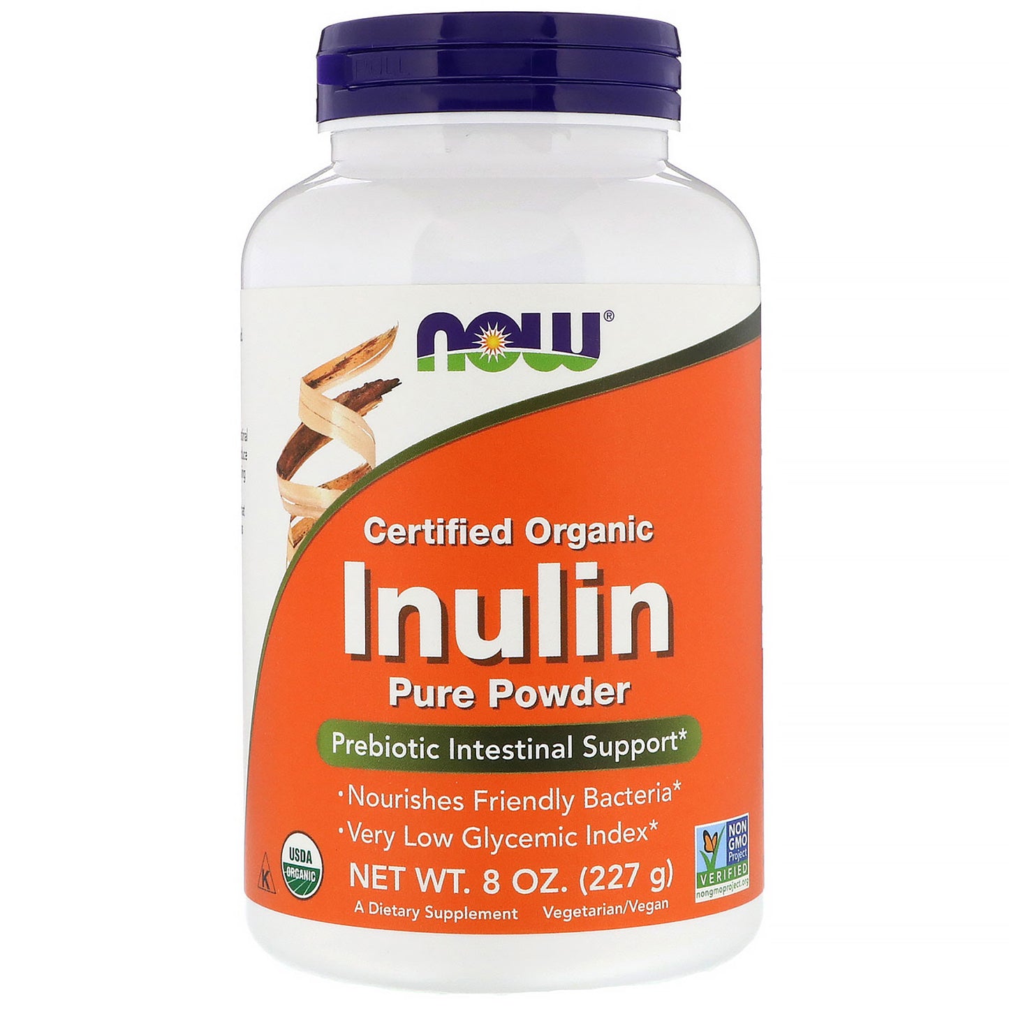 227g / 8OZ Now Foods Certified Organic Inulin - Prebiotic Pure Powder