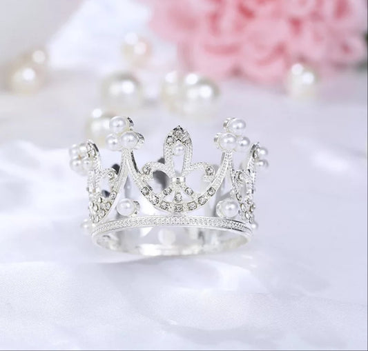 Silver Mini Crown Cake Topper