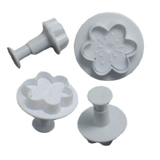 4PC 6 Petal Flower Plunger Cutter Set