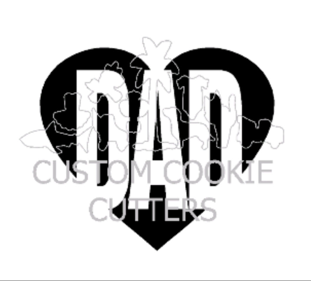 Custom Cookie Cutters Embosser - Dad in heart.