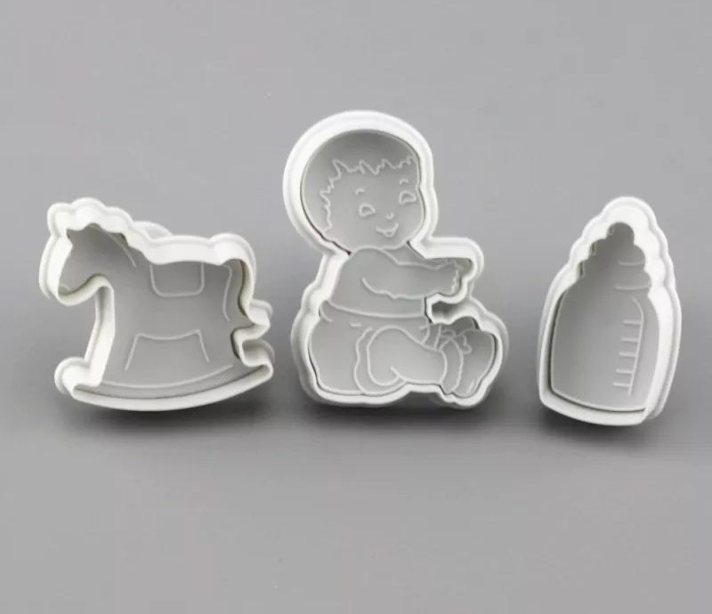 3PC Baby / Bottle / Rocking Horse Plunger Cutter Set