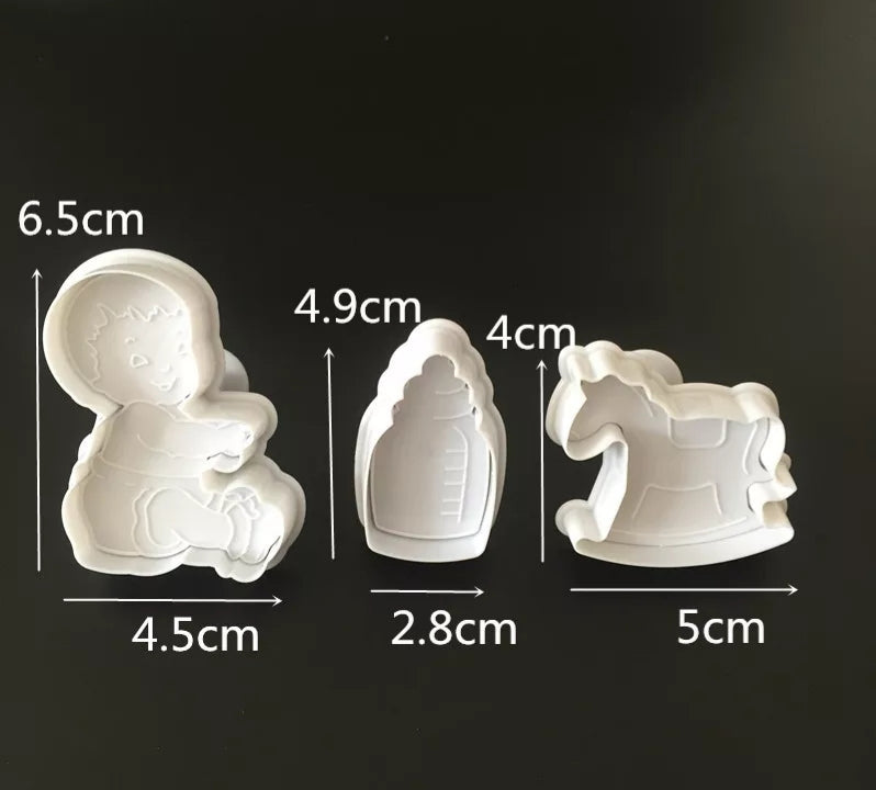 3PC Baby / Bottle / Rocking Horse Plunger Cutter Set