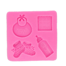 Silicone Mould - Baby Bottle, Bib, Booties, Block - S67